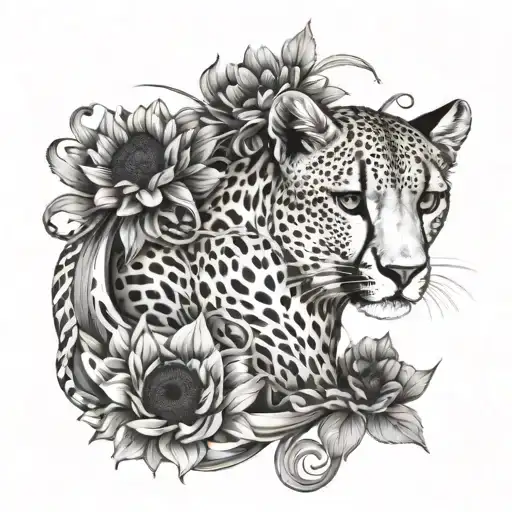 Cheetah With Sunflowers And Infinity Symbol Intertwined