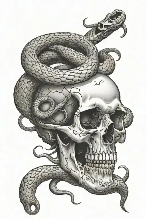 Medus Snakes Wrapping Around Skull