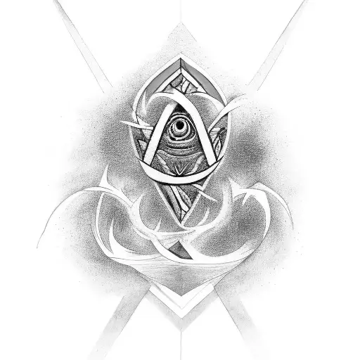 A Tattoo Design Featuring The Word 'Unfazed' And A Masculine Symbol In A Black-grey Style