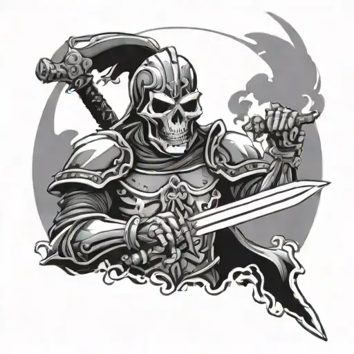 Zombie Skull Knight Holding A Sword