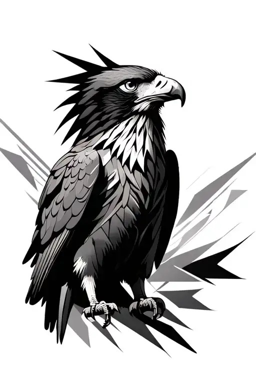Abstratct Eagle Tattoo Design With Geometric Patterns