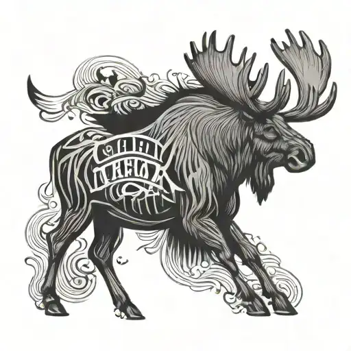 Bull Moose Open Body With Names Inside Representing