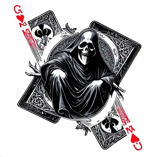 Grim Reaper Shuffling Playing Cards