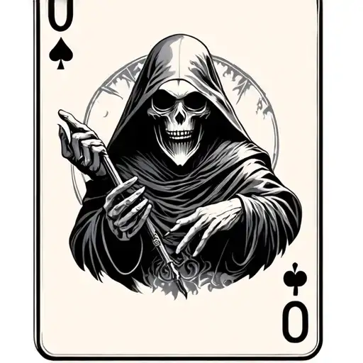 Grim Reaper Shuffling Playing Cards