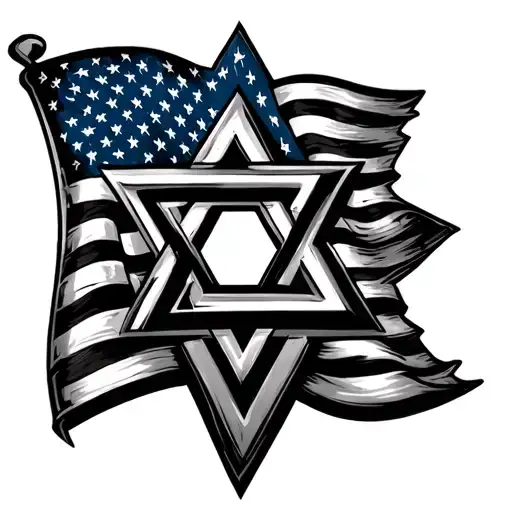 Jewish Star With American Flag Intertwined