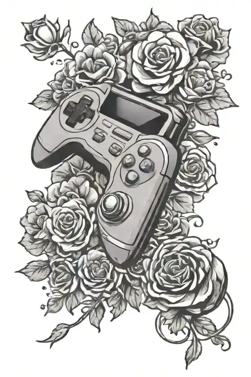 Retro Gaming Controller With Flowers