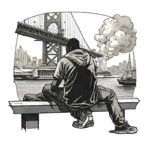 Black Guy Sitting On San Fransisco Bridge Watching Steam Ships Leave