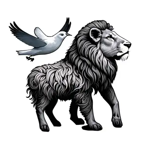 Lion Lamb And Dove