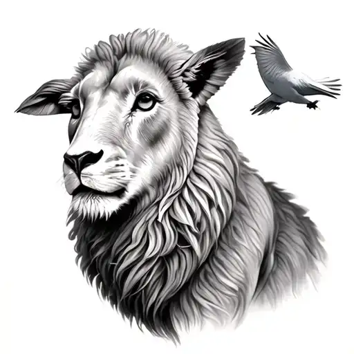 Realistic Lion Lamb And Dove