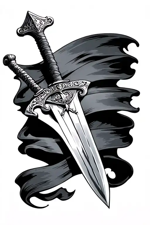 Flag Wrapped Around A Sword