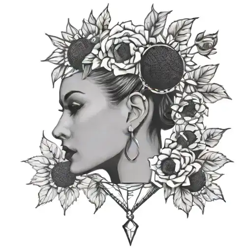 Diamond Hoop Earrings And Sunflowers