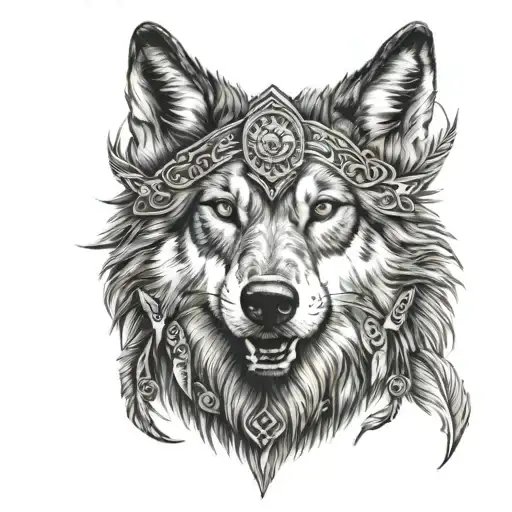 Realistic Wolf Headdress Being Worn