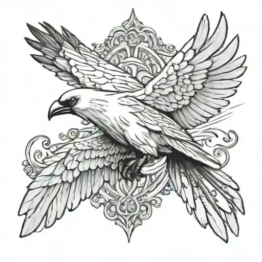 White Raven Flying
