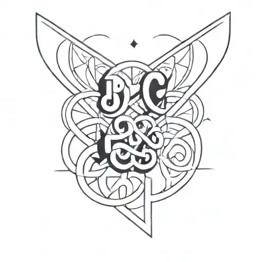 Overlapping Letters Tattoo Using The Word Bianca Jamie