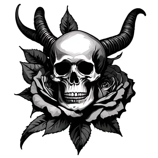 Skull And Rose And Sine Capricorn