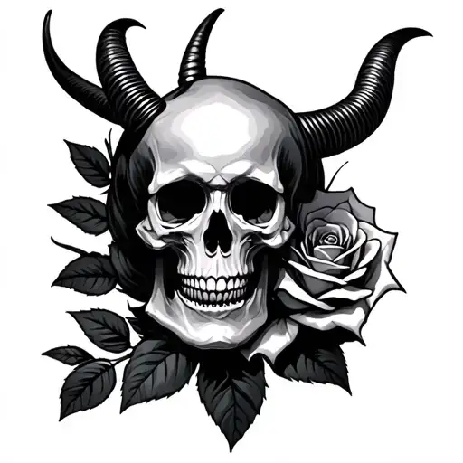 Skull And Rose And Sine Capricorn