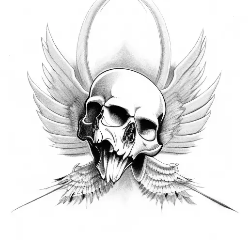 Head Skull With Wings On Side