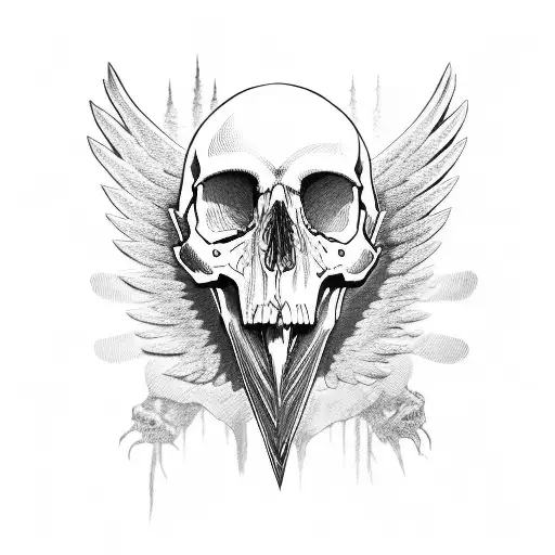 Head Skull With Wings On Side