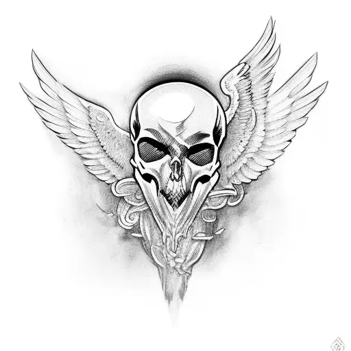 Head Skull With Wings On Side