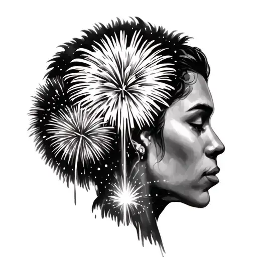 Fire Works Couple Embracing