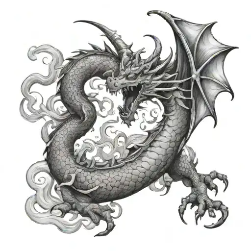 Dragon And Smoke Coming Together To Form