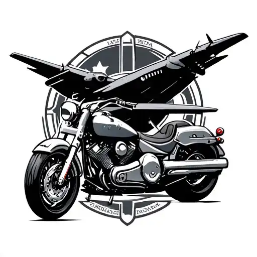 Aircraft Carrier Symbol Combined With Motorcycle