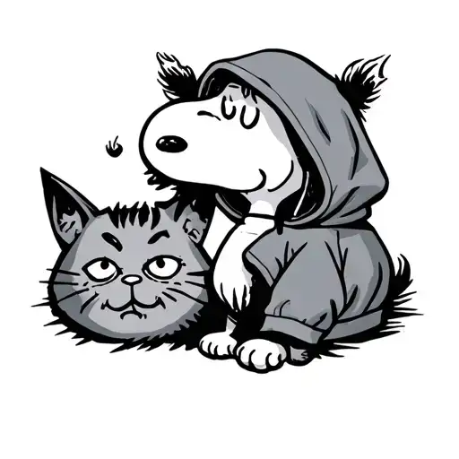 Tattoo Snoopy In A Hoodie With A Cheshire Cat
