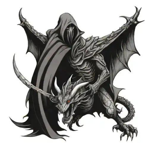 Dragon Chasing Grim Reaper