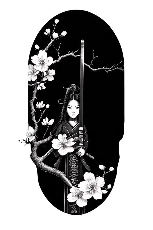 Katana Surrounded By Cherry Blossoms