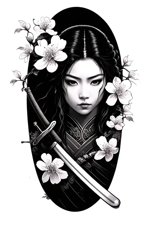 Katana Surrounded By Cherry Blossoms