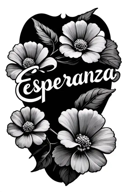 The Name Esperanza With 3 Small Flowers