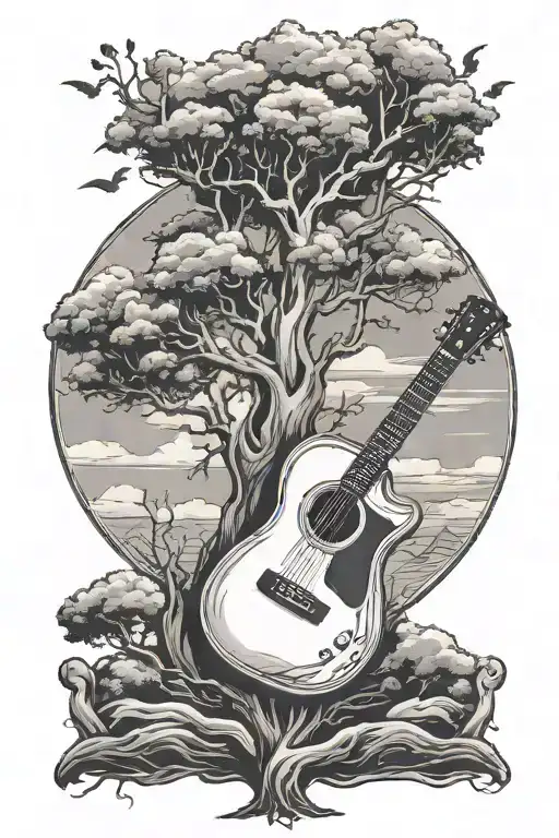 Tree And Guitar Merging