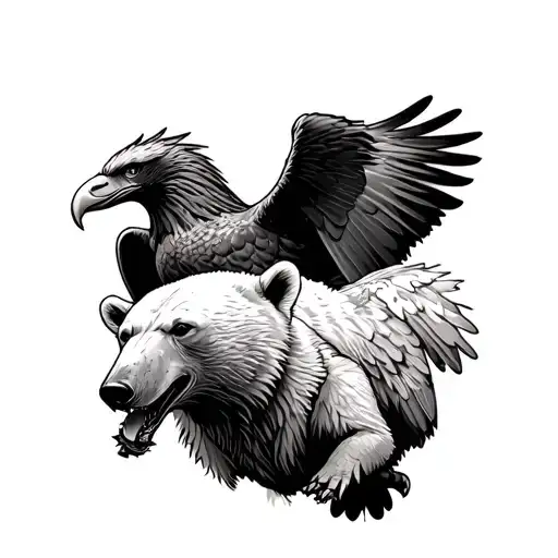 Eagle Perched And Polar Bear Biting