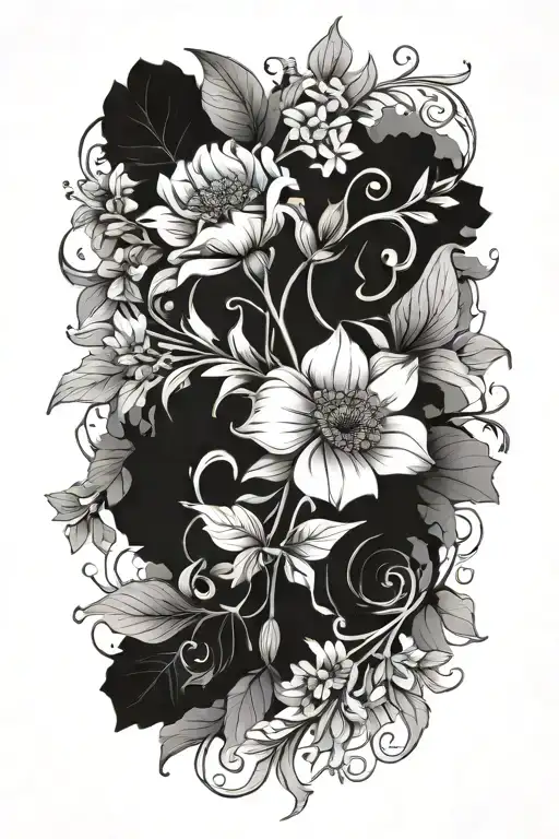 August And October Birth Flower Bouquet With Vines