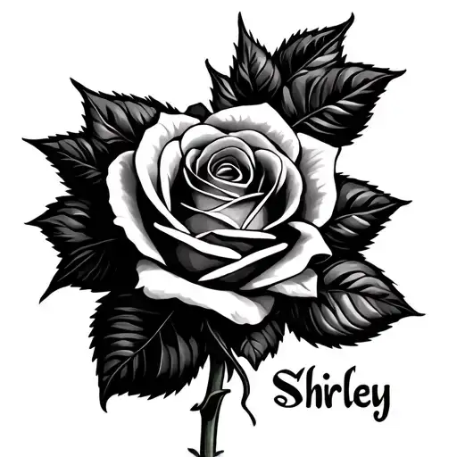 Rose With Customized Name Stem Shirley