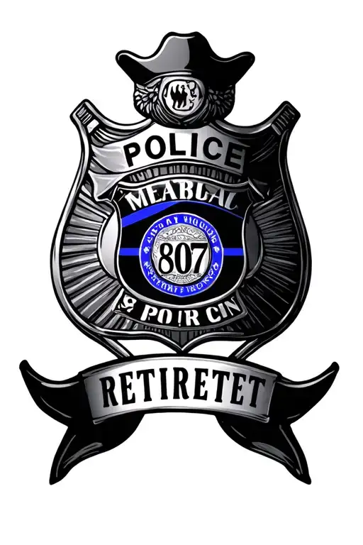 Police Retirement With A Thin Blue Line And Badge Number