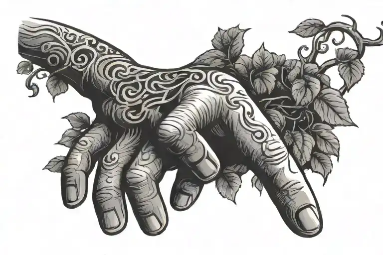 Hand Reaching Out With Vine On It