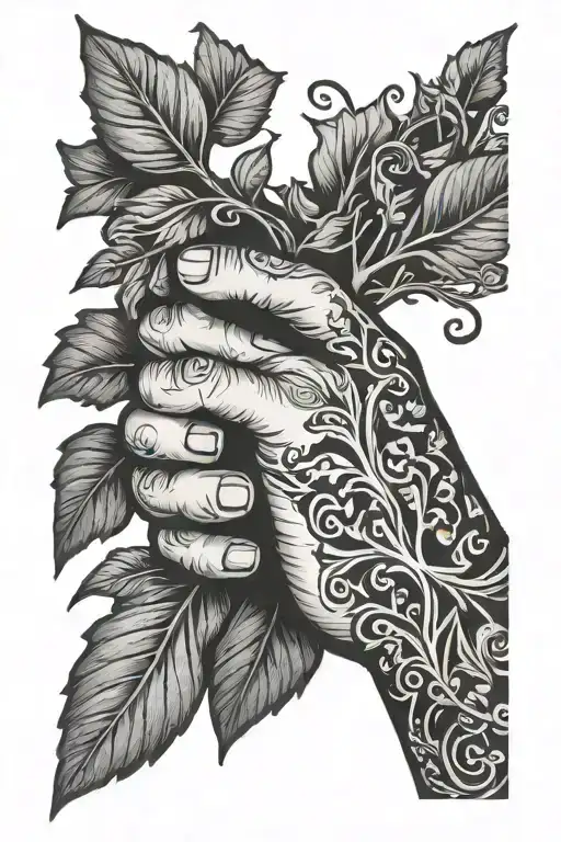 Hand Reaching With Vine Wrapping