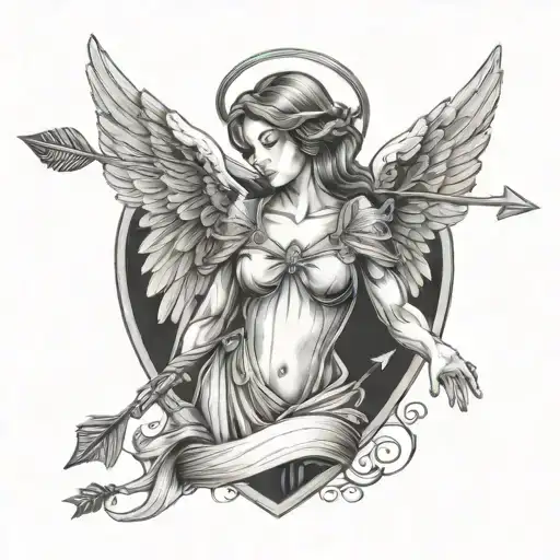Female Angel With Arrow In Heart