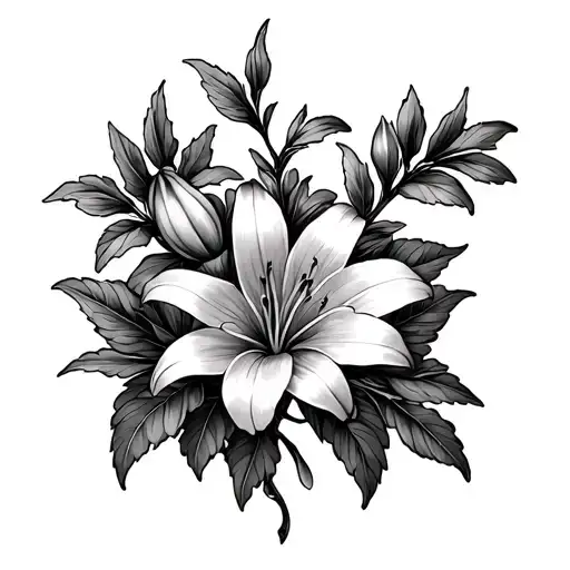 Aster And Lily Flower On A Vine