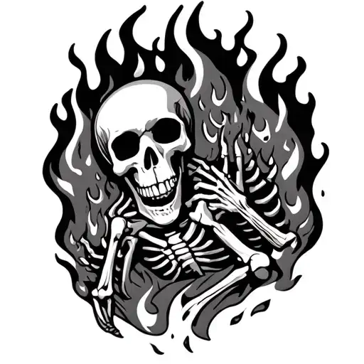 Body Of A Skeleton On Fire