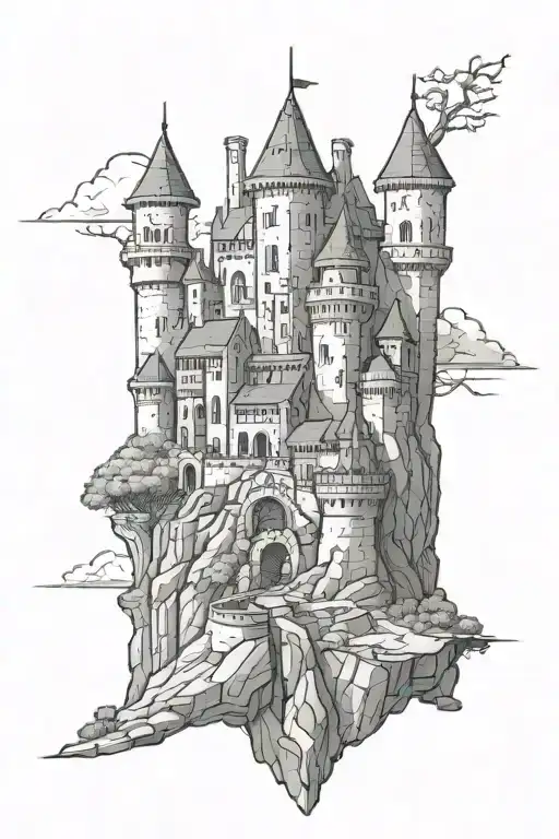 Ancient Castle Very Little Detail Line Work