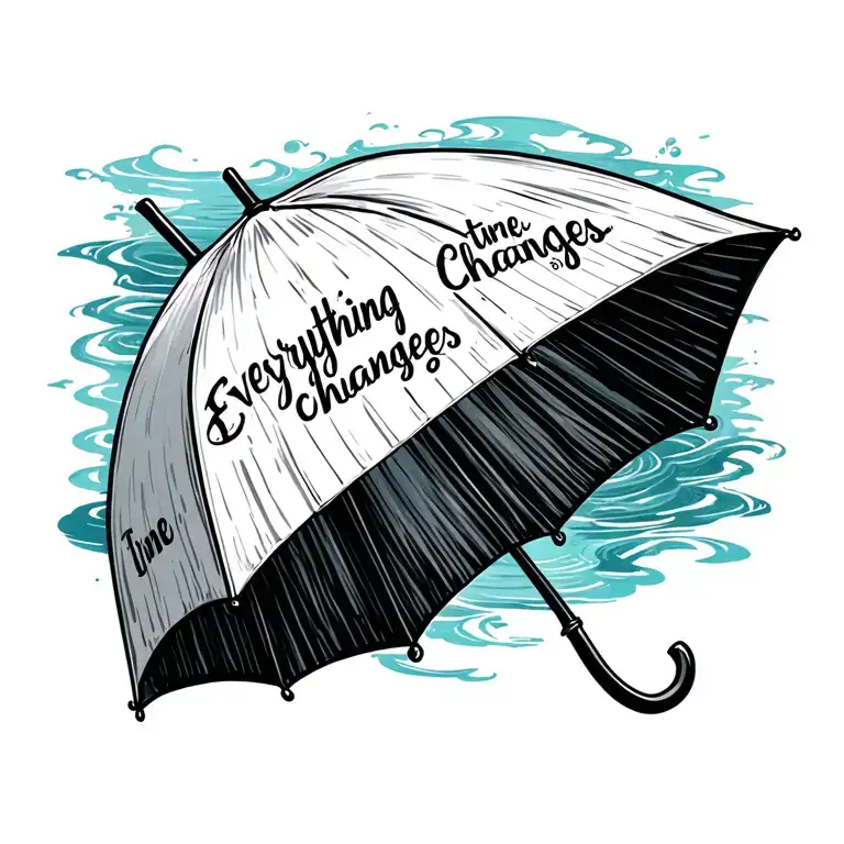 Umbrella With Quote In Time And With Water Everything Changes