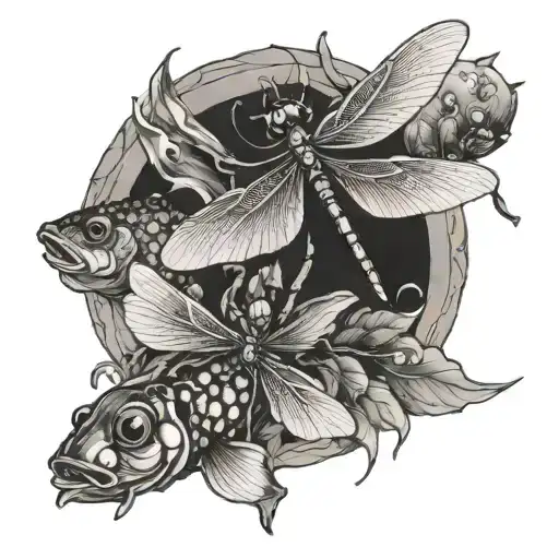 Dragon Fly And Fish