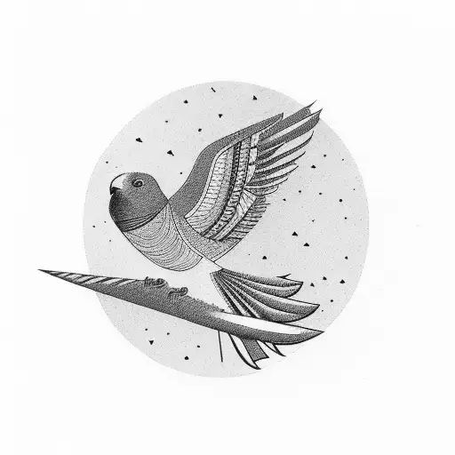 Freedom Represented By A Geometric Bird In Black-grey Style