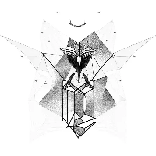 Freedom Represented By A Geometric Bird In Black-grey Style