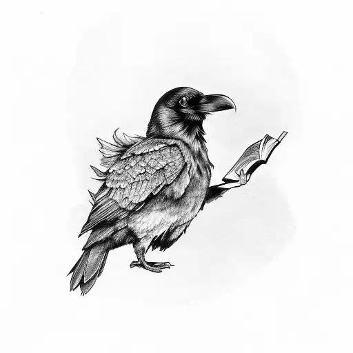 Raven With Book In Hand
