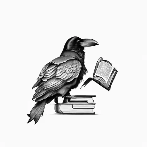 Raven With Book In Hand