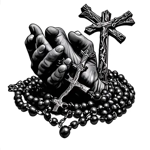Rosary Beads Wrapping Prayer Hands