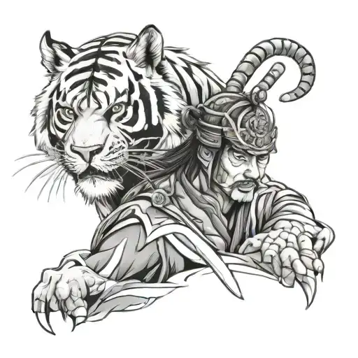 Samurai And Tiger Head